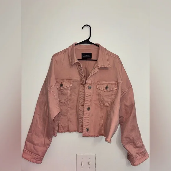 Boyfriend Cropped Denim Jacket | Pink | Size 20 - Picture 2 of 6